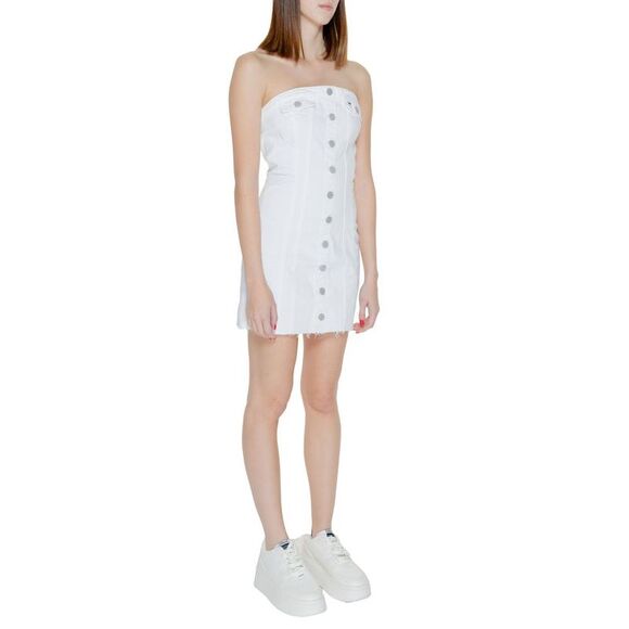 Tommy Hilfiger Jeans White Recycled Cotton Short Women's Dress - Picture 4 of 5